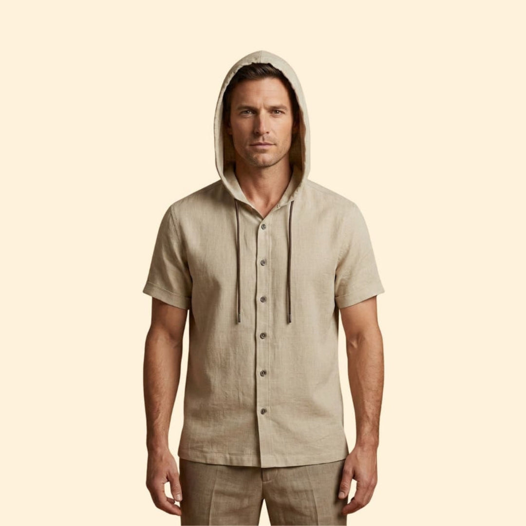 Men’s Hooded Shirt with Button Closure