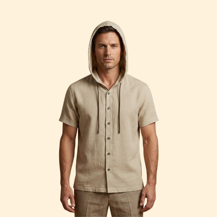 Men’s Hooded Shirt with Button Closure