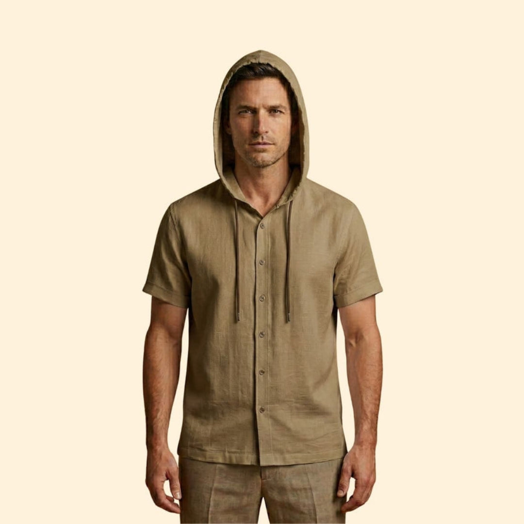 Men’s Hooded Shirt with Button Closure