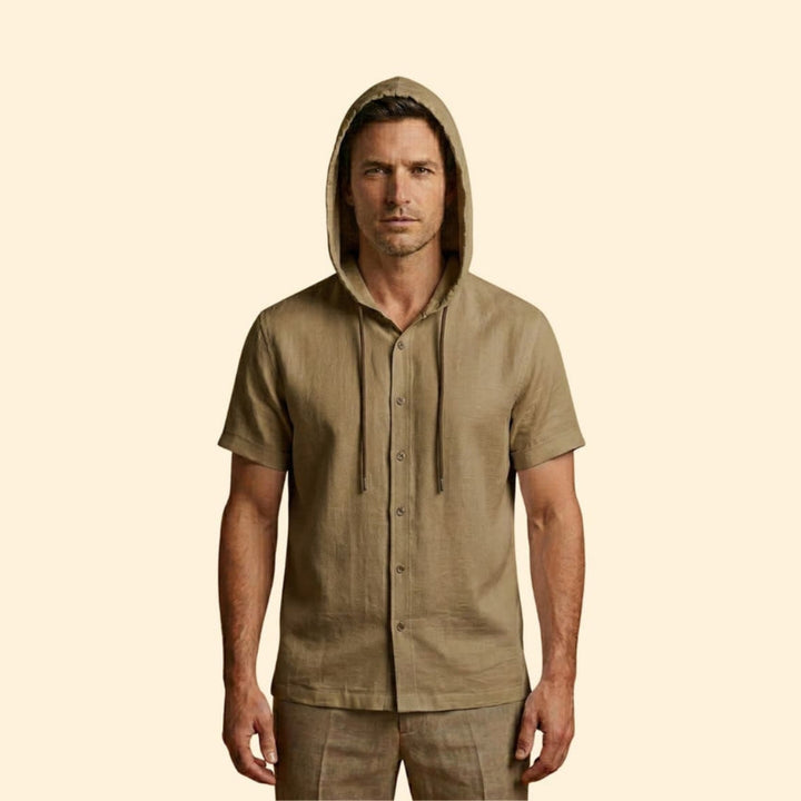 Men’s Hooded Shirt with Button Closure