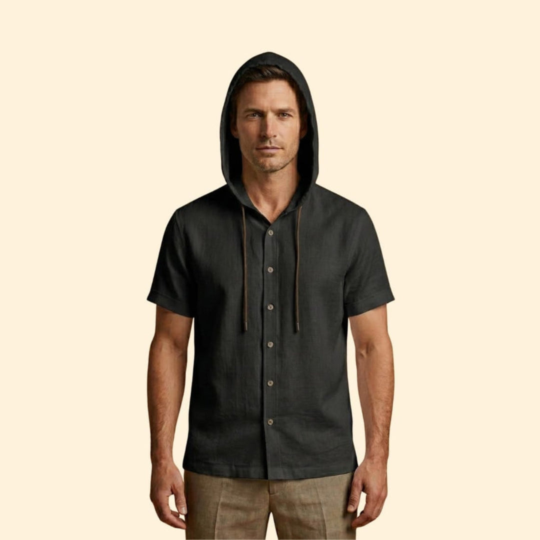 Men’s Hooded Shirt with Button Closure