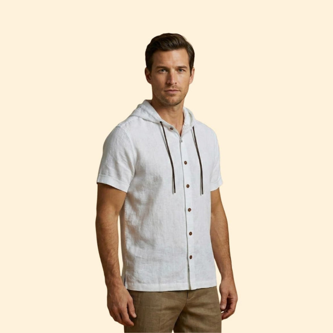 Men’s Hooded Shirt with Button Closure