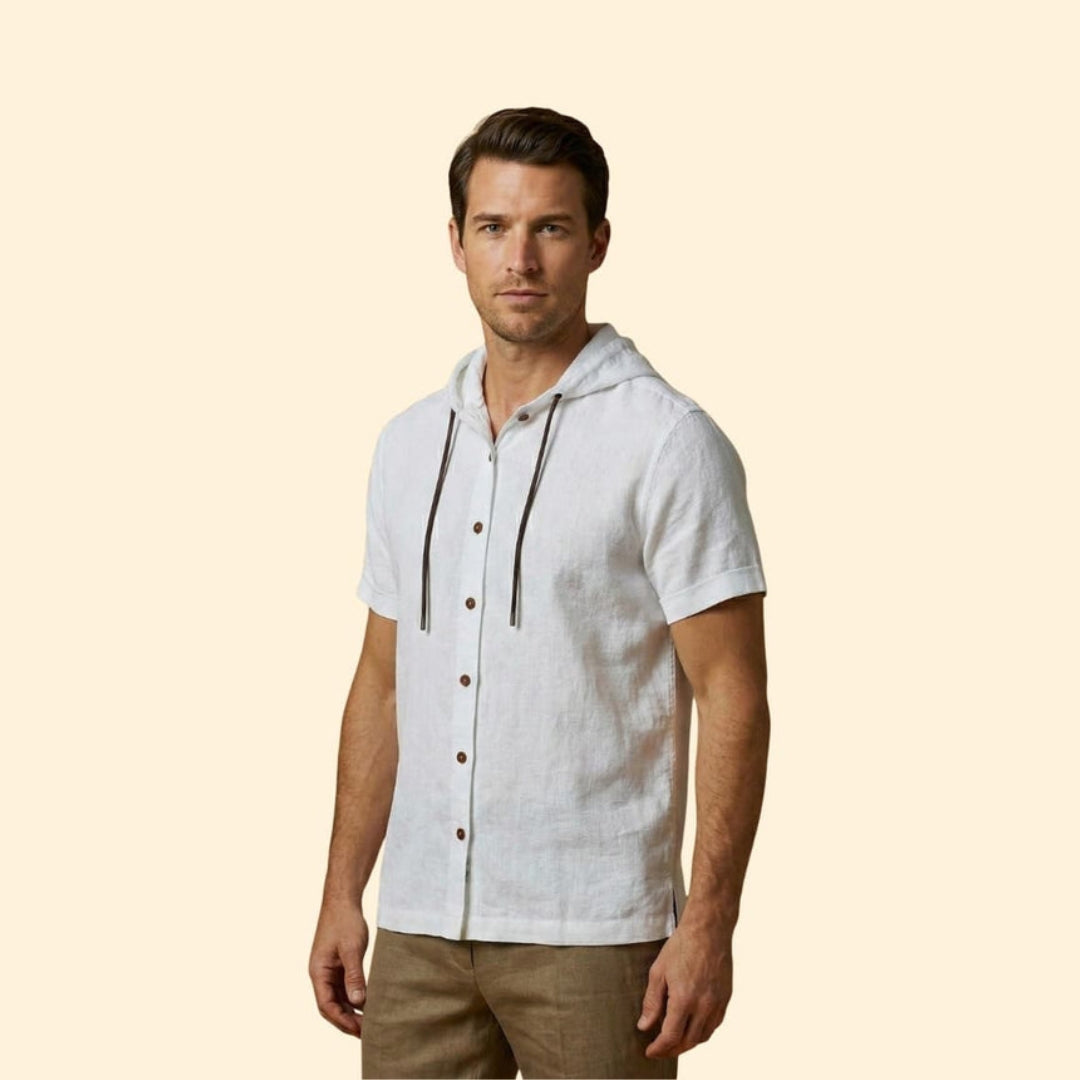 Men’s Hooded Shirt with Button Closure