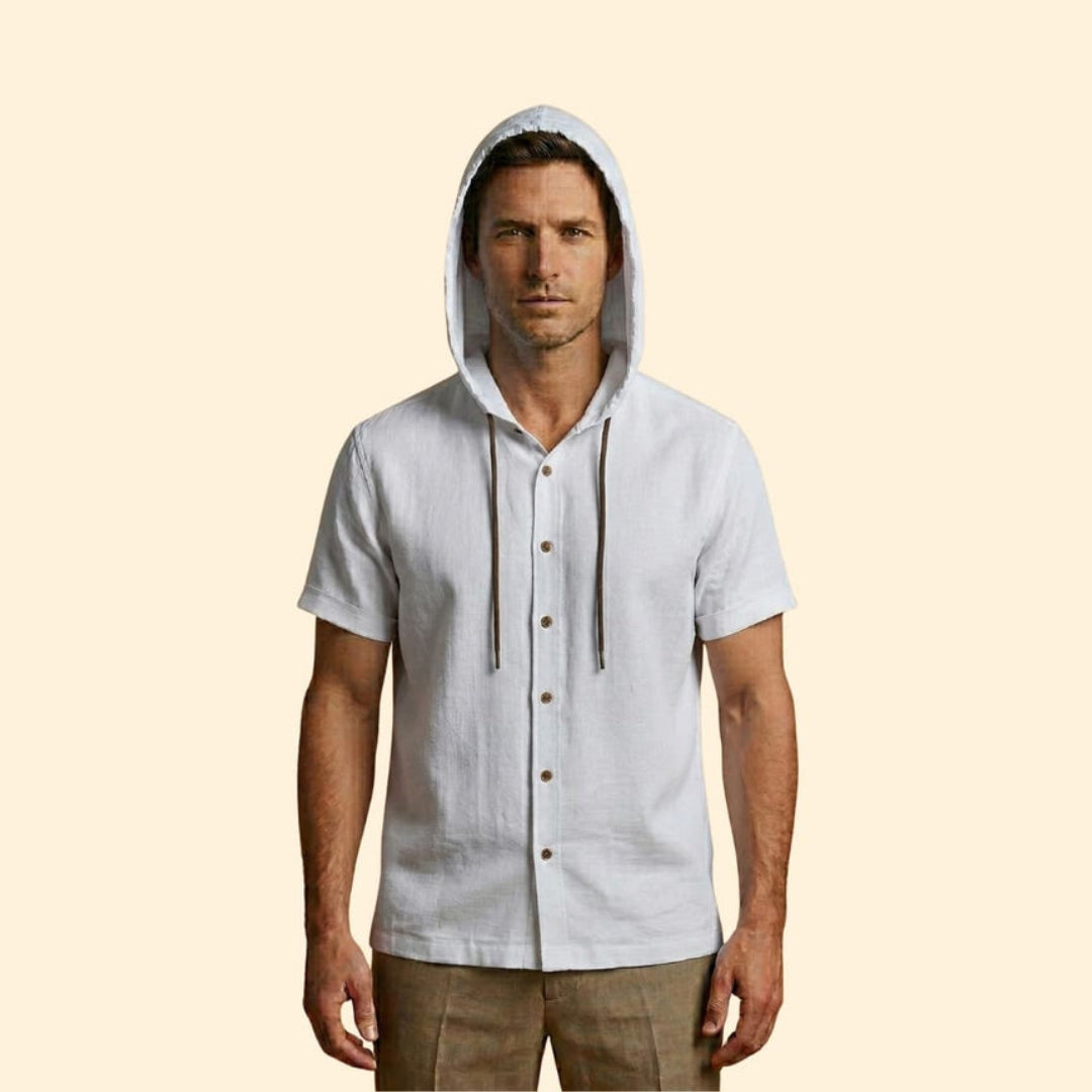 Men’s Hooded Shirt with Button Closure