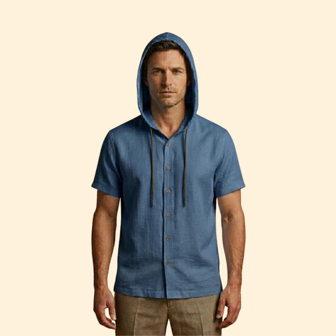 Men’s Hooded Shirt with Button Closure