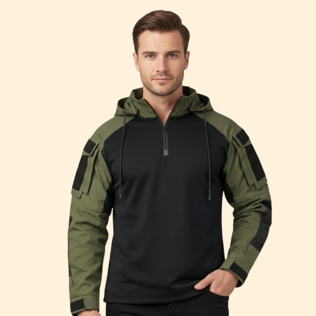 Men’s Hooded Tactical Jacket with Half Zipper
