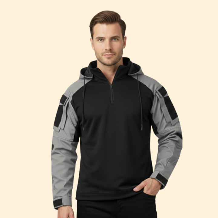 Men’s Hooded Tactical Jacket with Half Zipper