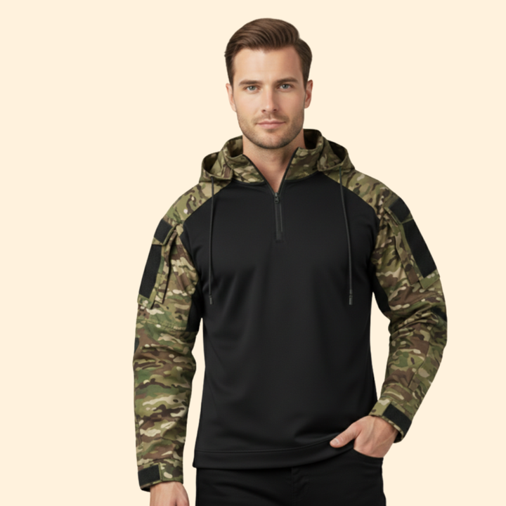 Men’s Hooded Tactical Jacket with Half Zipper