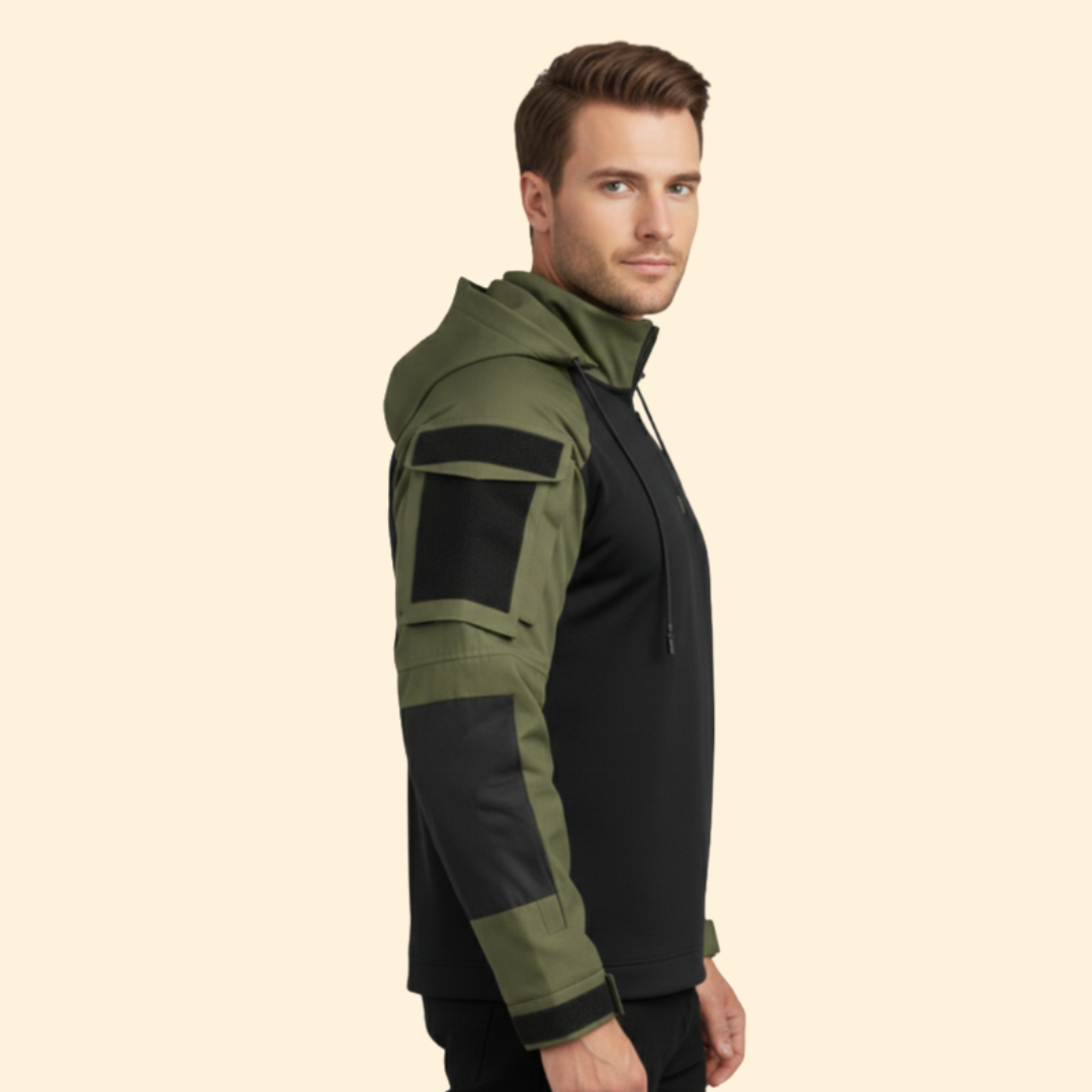 Men’s Hooded Tactical Jacket with Half Zipper