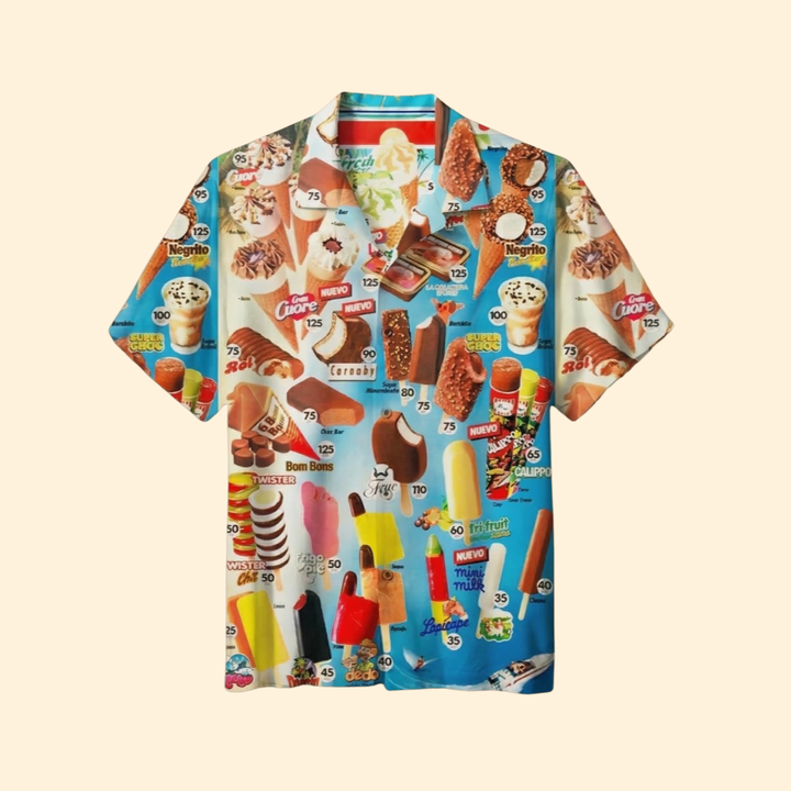 Men’s Short Sleeve Shirt with Ice Cream Print