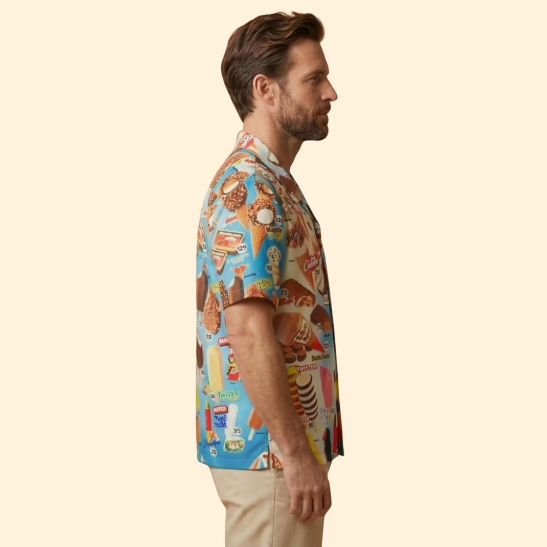 Men’s Short Sleeve Shirt with Ice Cream Print