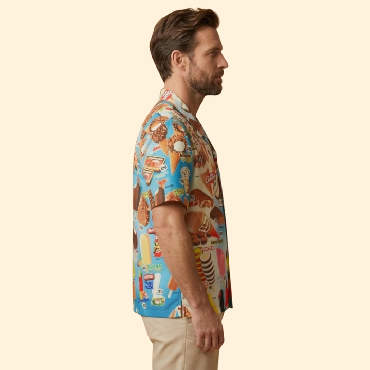 Men’s Short Sleeve Shirt with Ice Cream Print