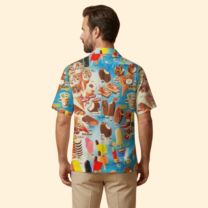 Men’s Short Sleeve Shirt with Ice Cream Print