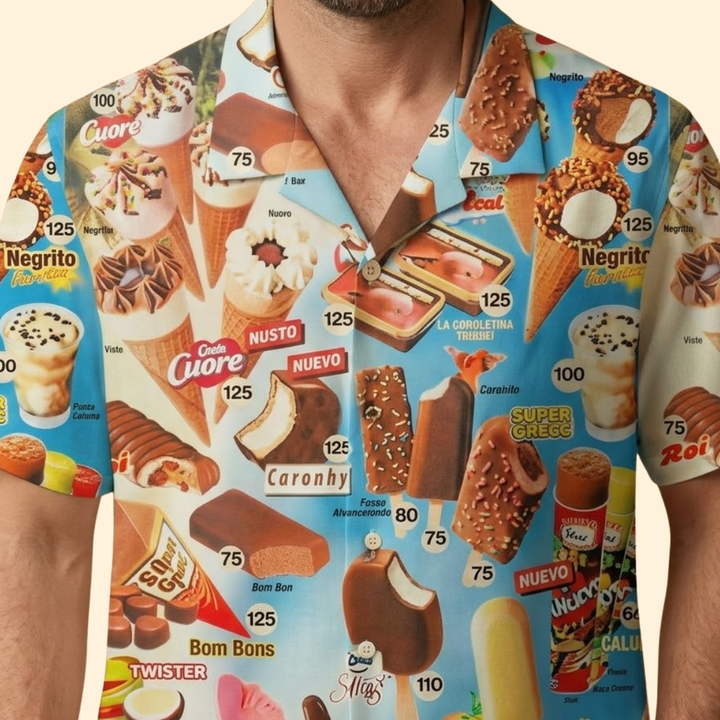 Men’s Short Sleeve Shirt with Ice Cream Print