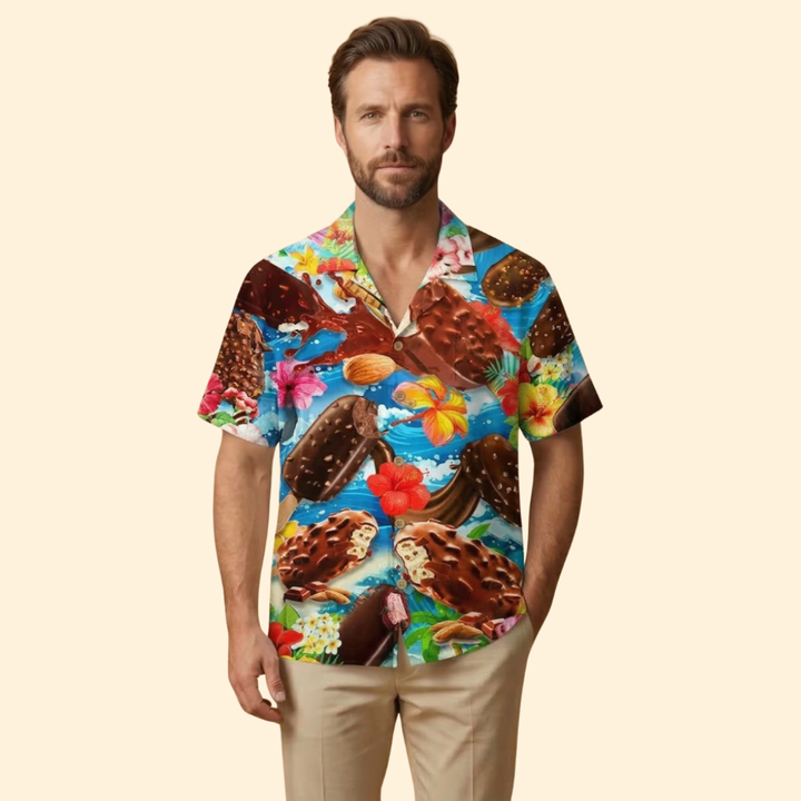 Men’s Short Sleeve Shirt with Ice Cream Print