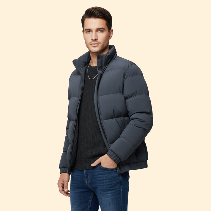 Men’s Puffer Jacket with Stand Collar