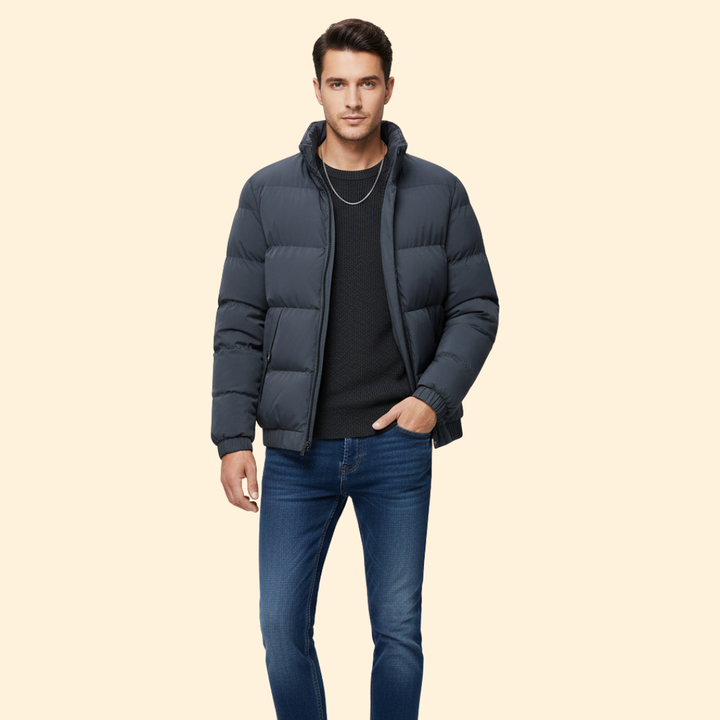 Men’s Puffer Jacket with Stand Collar