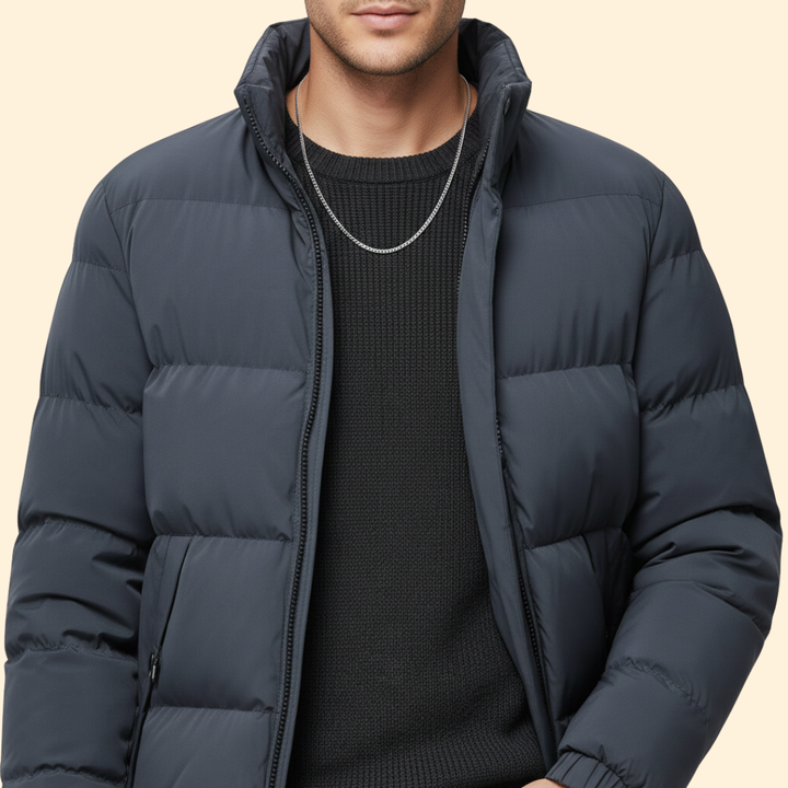 Men’s Puffer Jacket with Stand Collar
