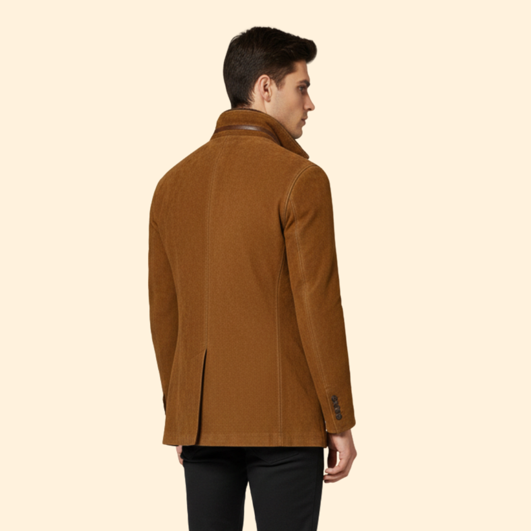 Men’s Jacket with Button Closure and Notched Collar