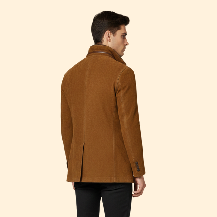 Men’s Jacket with Button Closure and Notched Collar