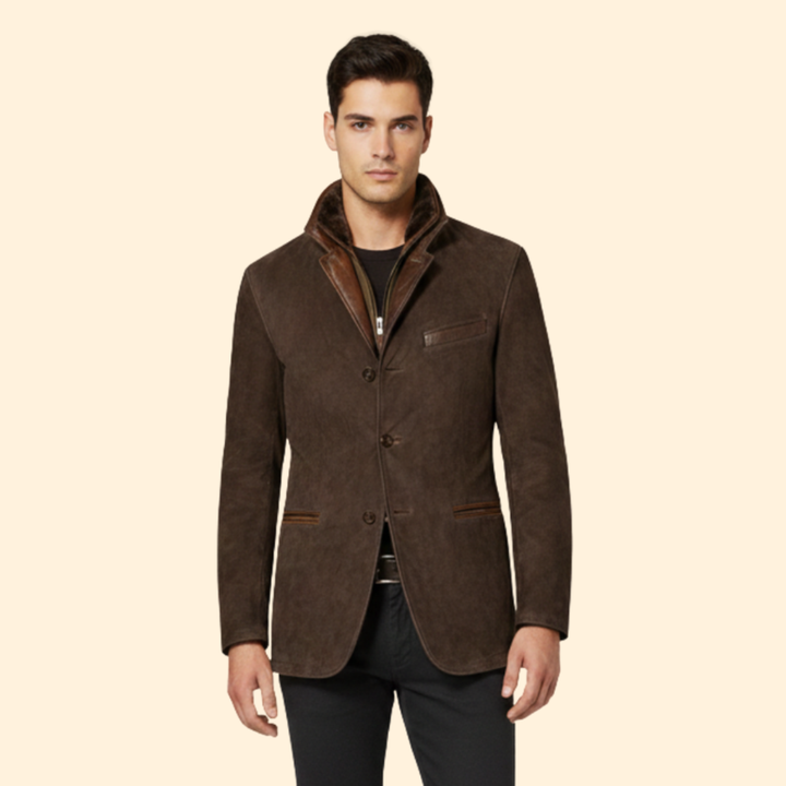 Men’s Jacket with Button Closure and Notched Collar