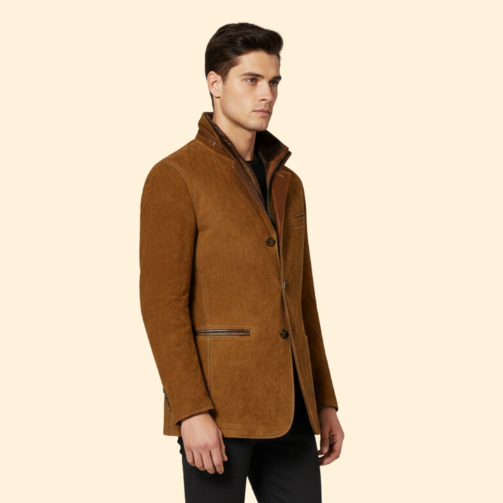 Men’s Jacket with Button Closure and Notched Collar