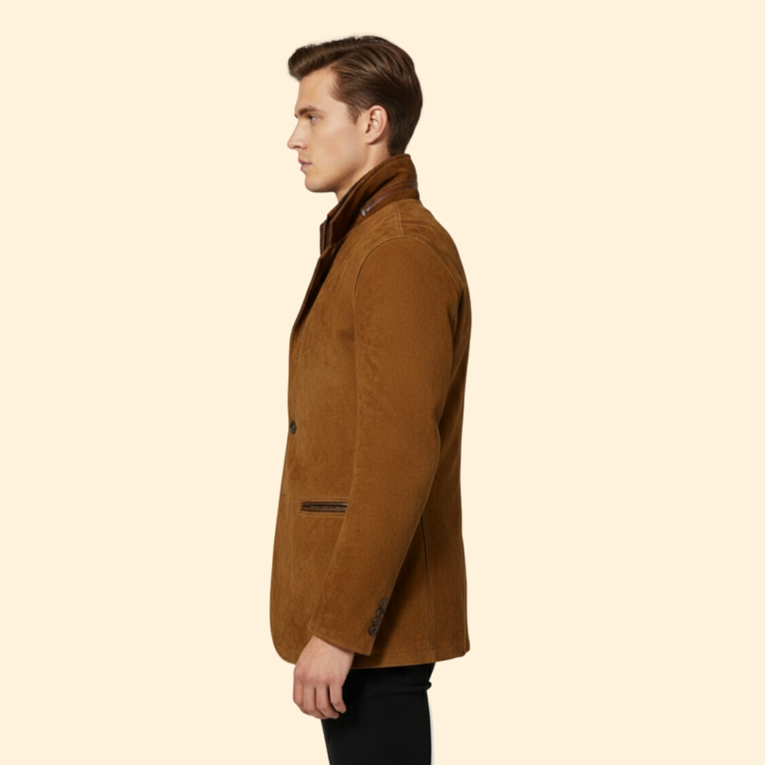 Men’s Jacket with Button Closure and Notched Collar