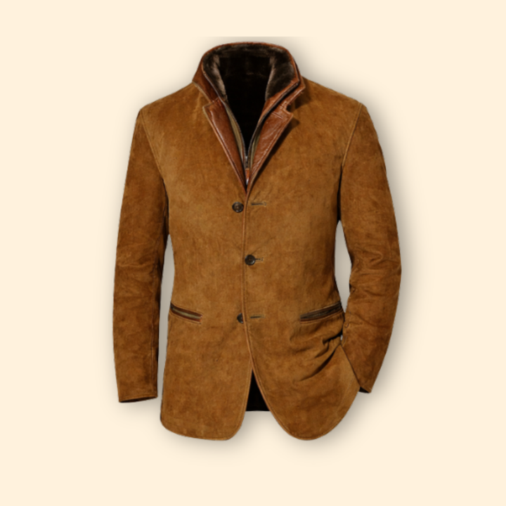 Men’s Jacket with Button Closure and Notched Collar