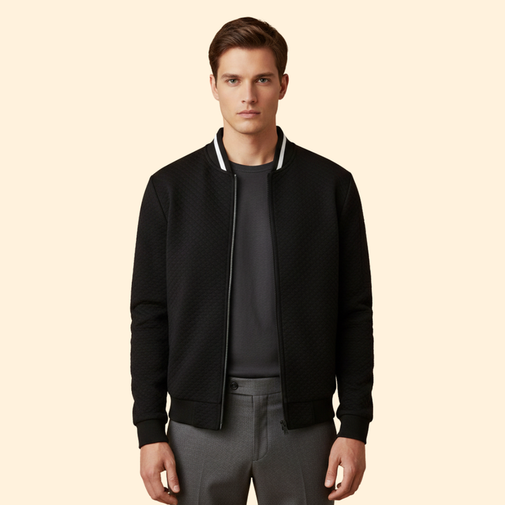 Men’s Bomber Jacket with Jacquard Textured Design
