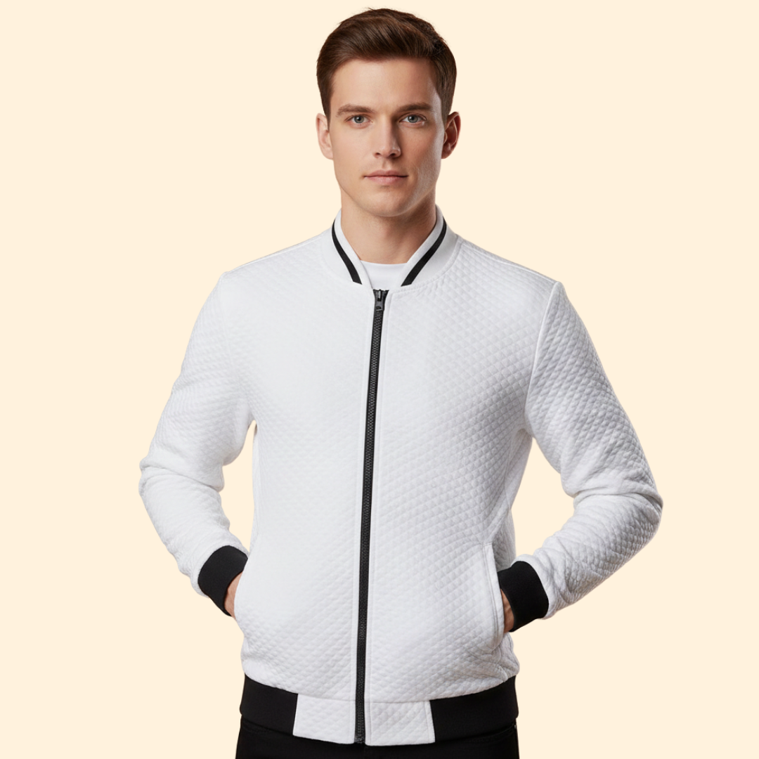 Men’s Bomber Jacket with Jacquard Textured Design
