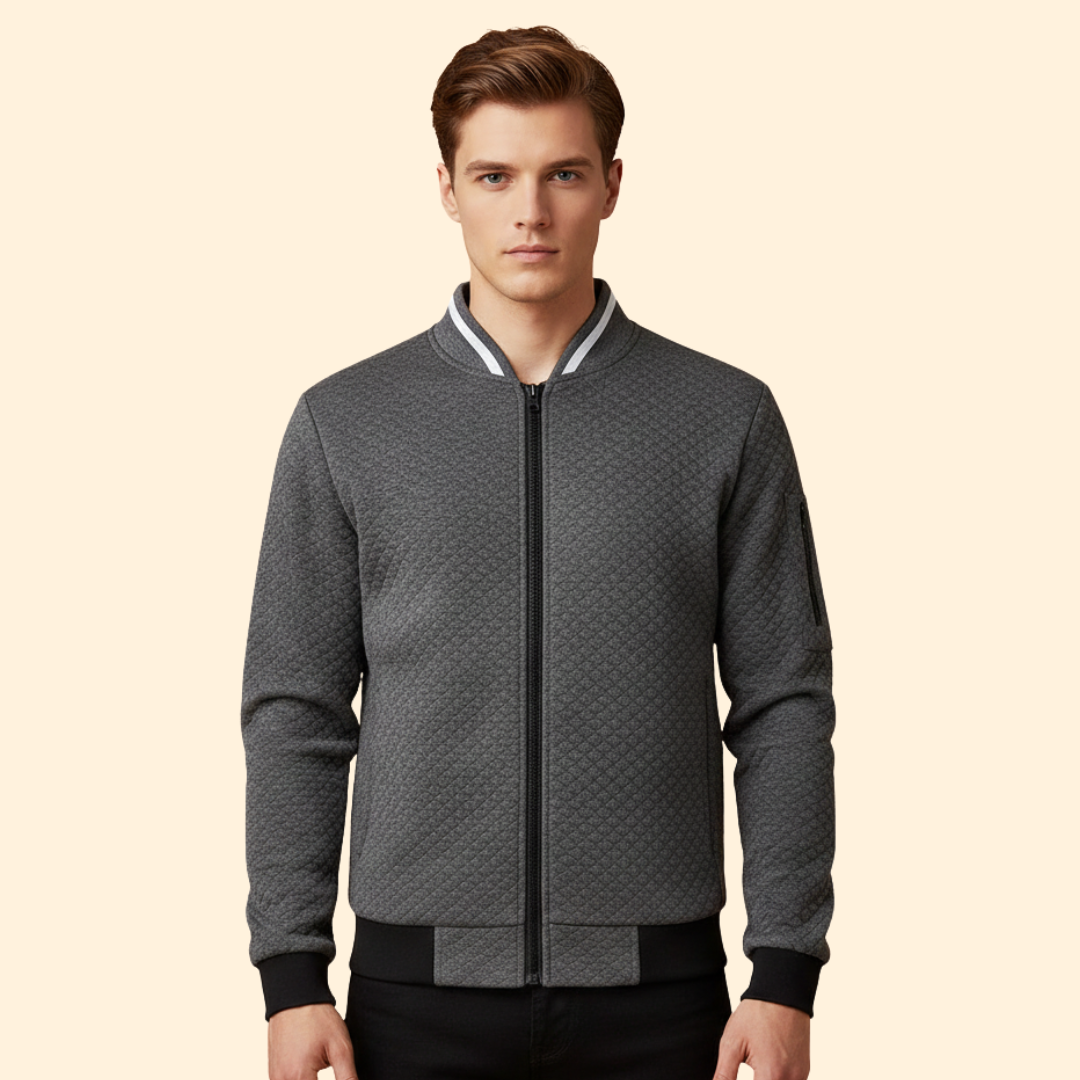 Men’s Bomber Jacket with Jacquard Textured Design
