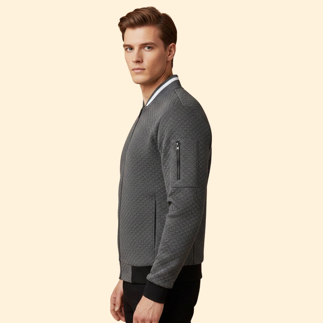 Men’s Bomber Jacket with Jacquard Textured Design