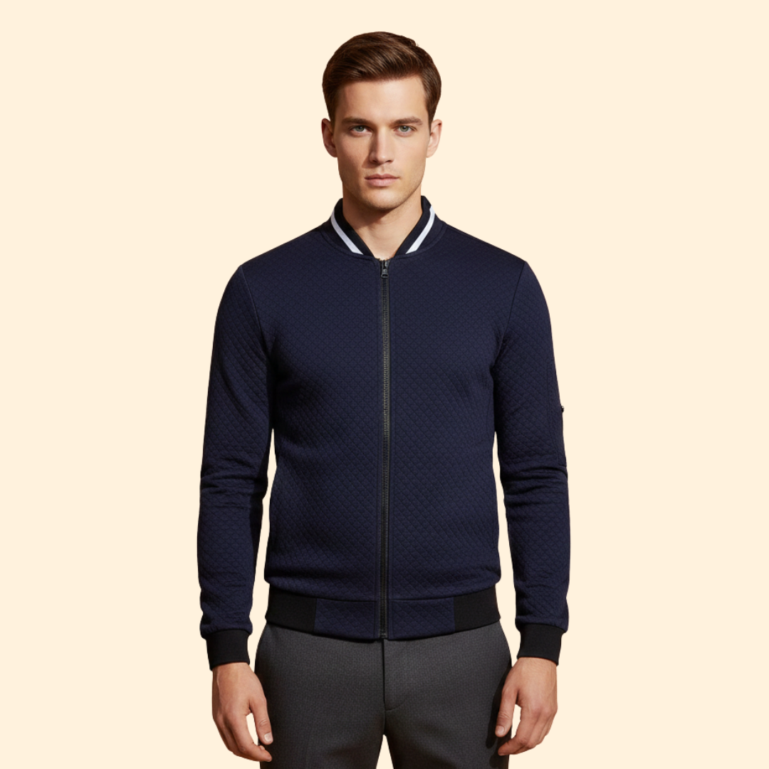 Men’s Bomber Jacket with Jacquard Textured Design