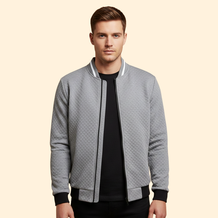 Men’s Bomber Jacket with Jacquard Textured Design