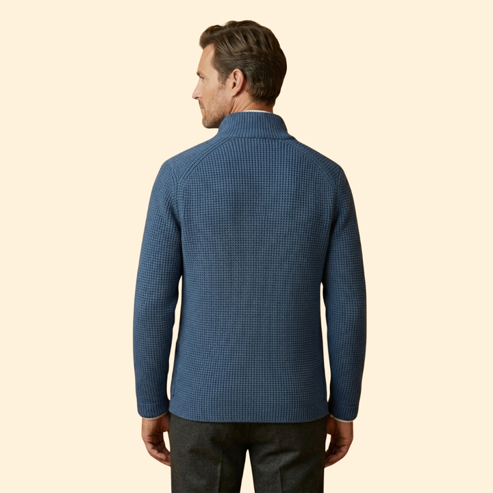 Men’s Knit High Neck Cardigan with Buttons