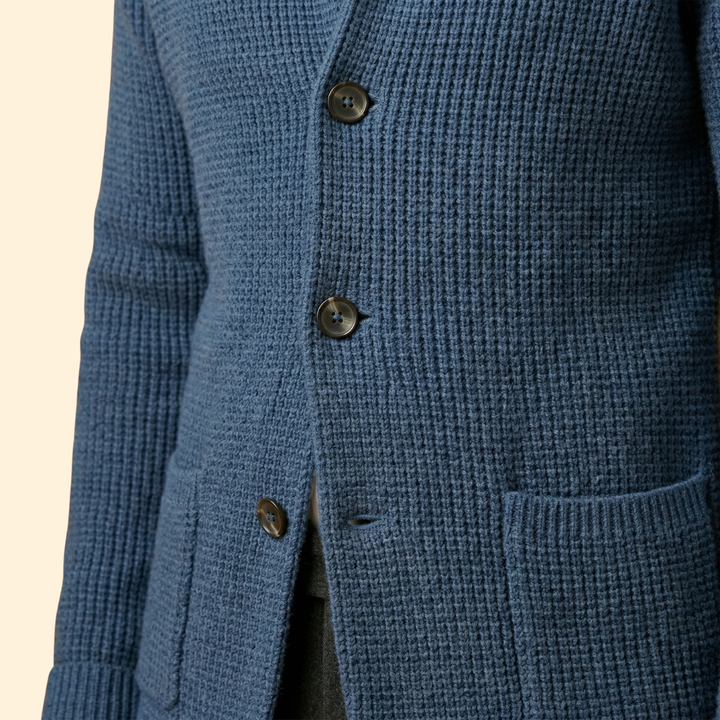 Men’s Knit High Neck Cardigan with Buttons