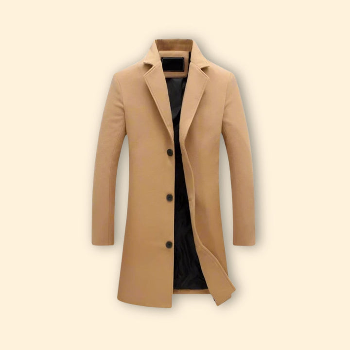 Men’s Long Coat with Front Buttons