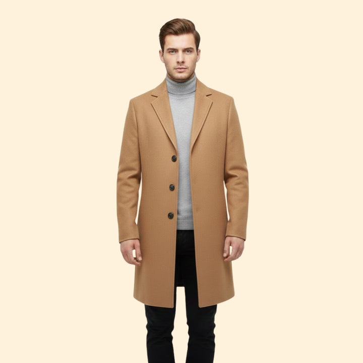 Men’s Long Coat with Front Buttons
