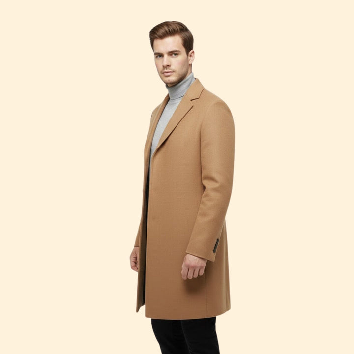 Men’s Long Coat with Front Buttons