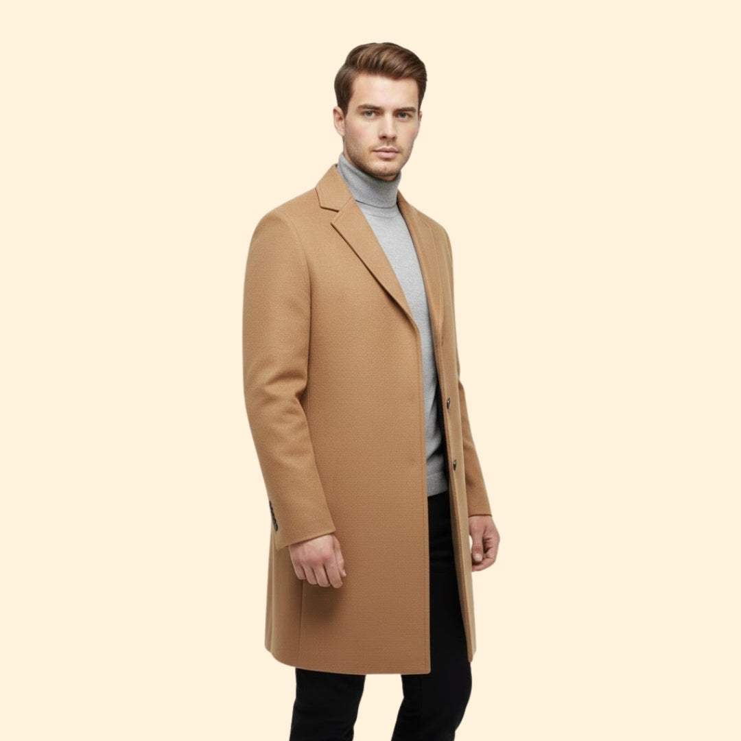 Men’s Long Coat with Front Buttons