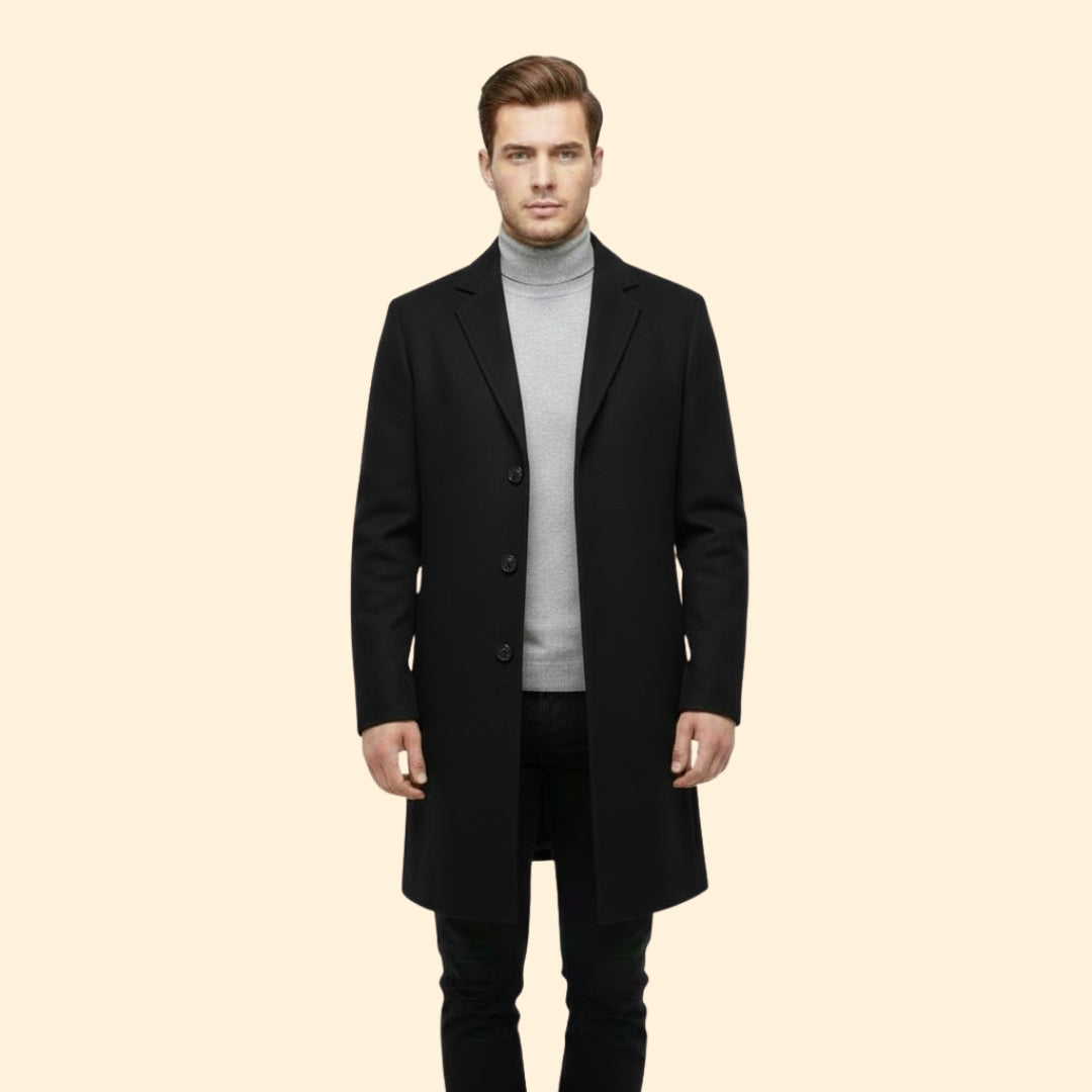 Men’s Long Coat with Front Buttons