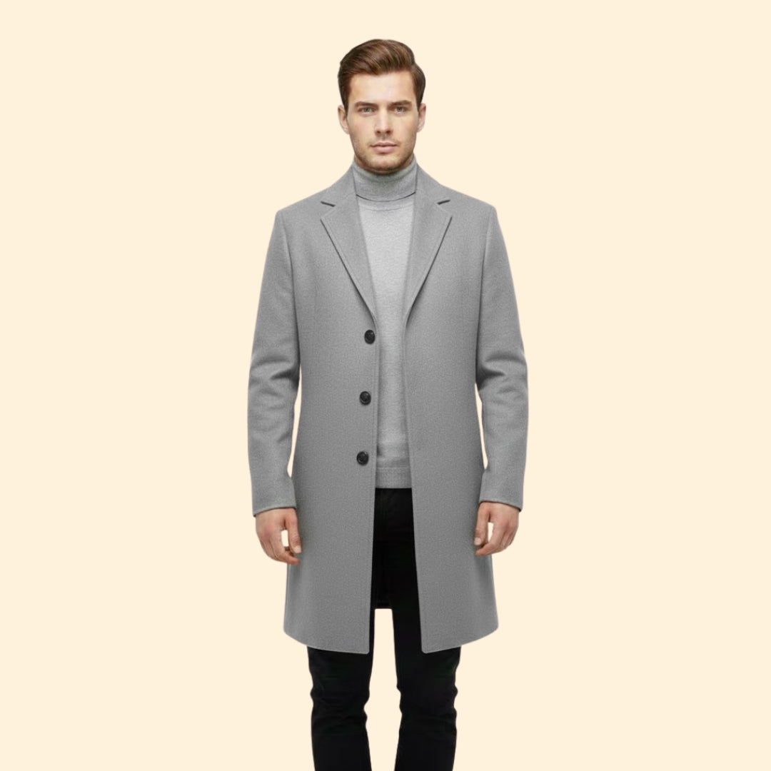 Men’s Long Coat with Front Buttons