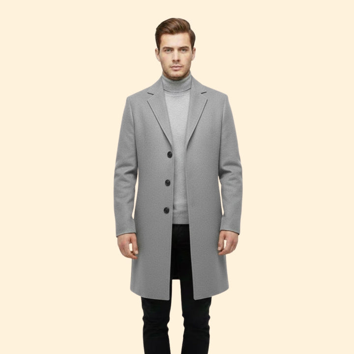 Men’s Long Coat with Front Buttons