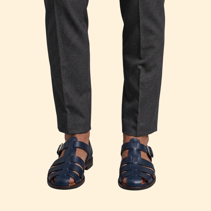 Men's Leather Sandals with Buckle
