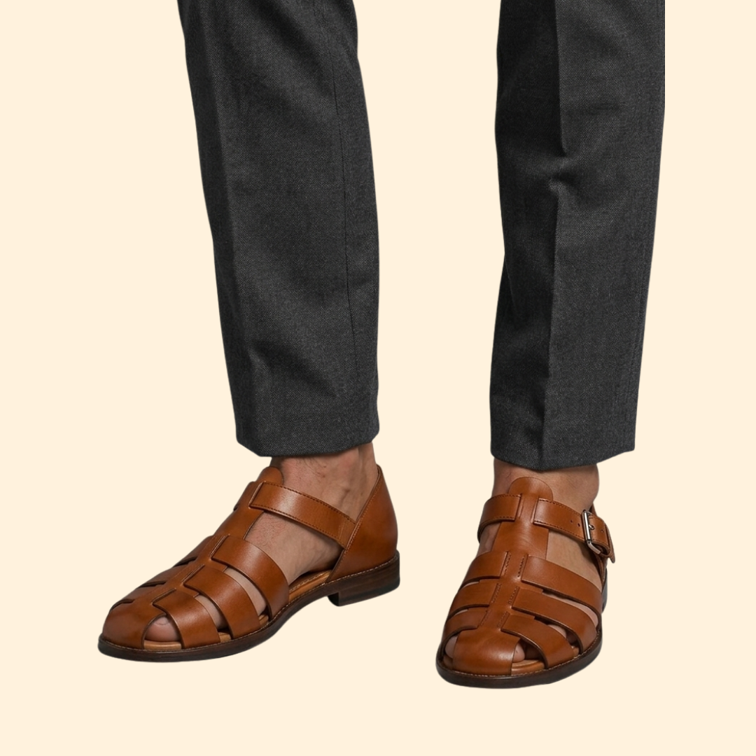Men's Leather Sandals with Buckle