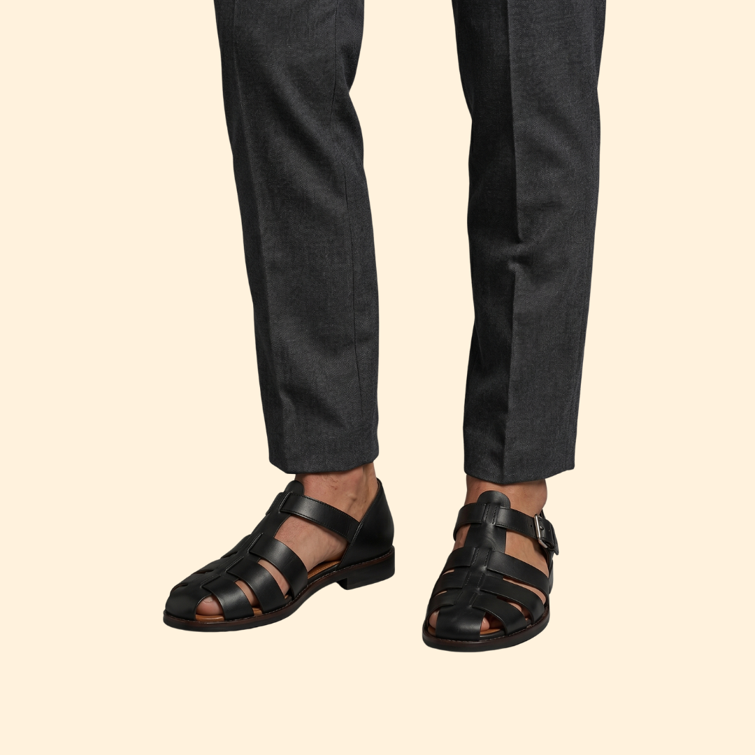 Men's Leather Sandals with Buckle