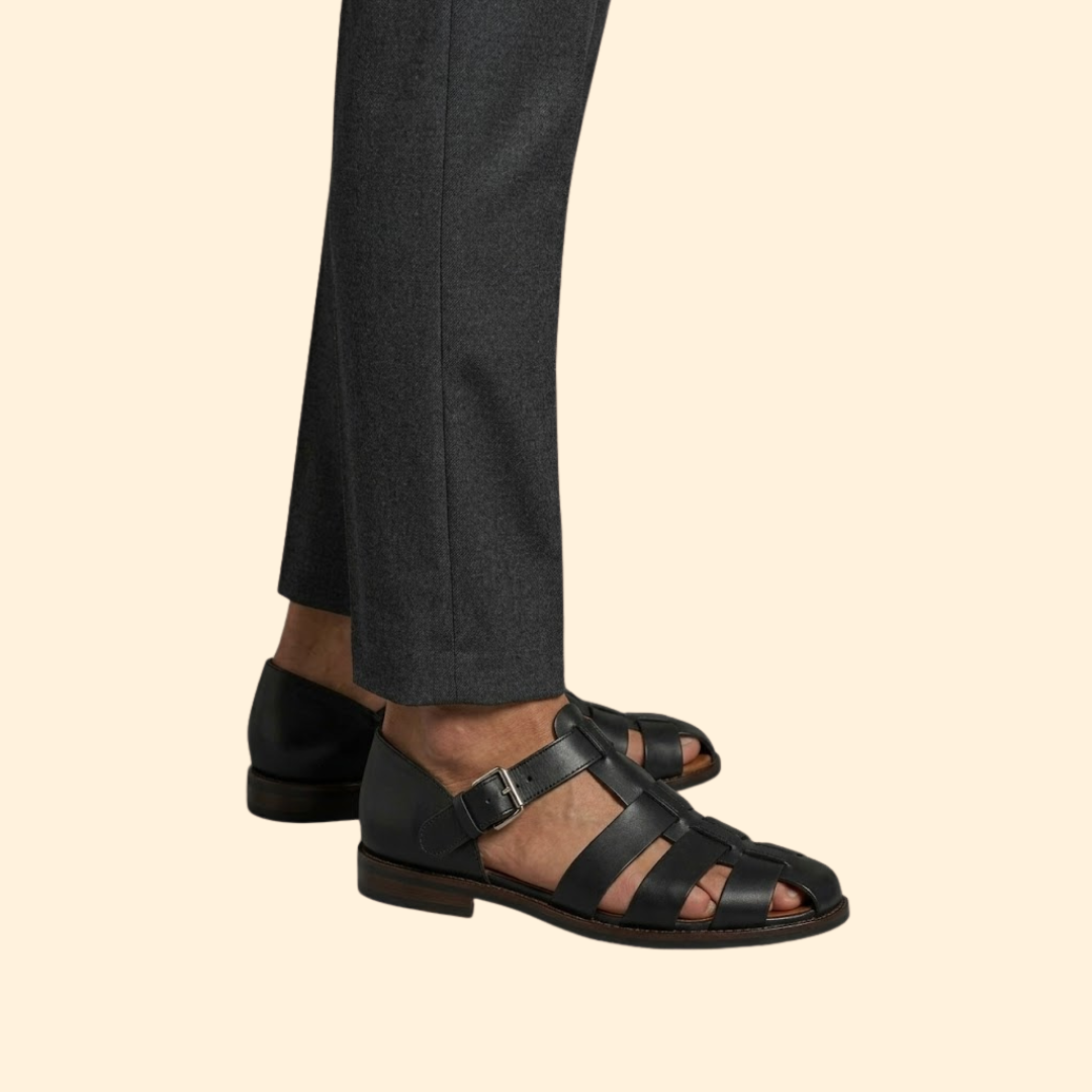 Men's Leather Sandals with Buckle