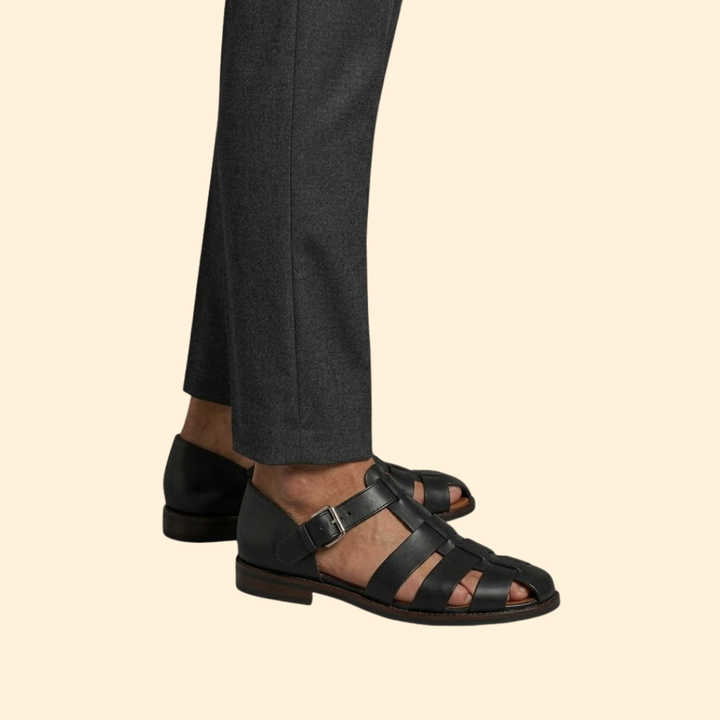 Men's Leather Sandals with Buckle