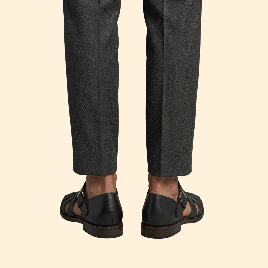 Men's Leather Sandals with Buckle