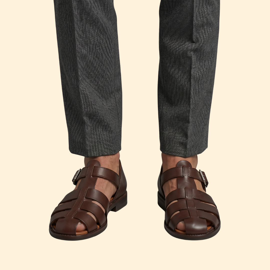 Men's Leather Sandals with Buckle